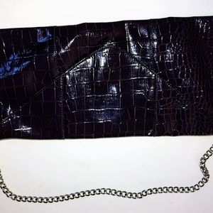 Charlotte Russe Purple Faux snake skin purse w/ silver chain strap